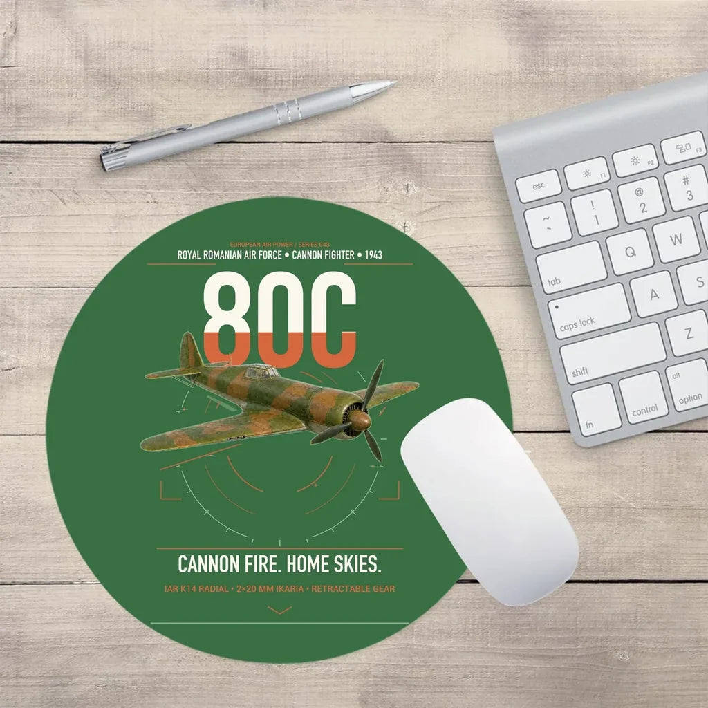 IAR 80C design on green round mouse pad