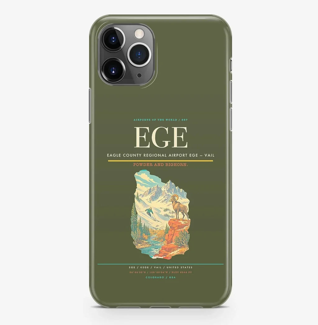 Vail Airport (EGE) design on green army iPhone 16 Pro MagSafe case