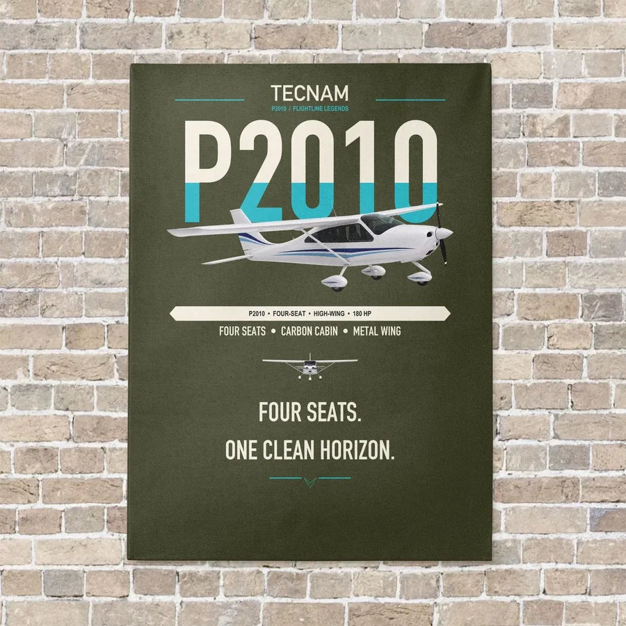 Tecnam P2010 vertical canvas print - no frame - green army background