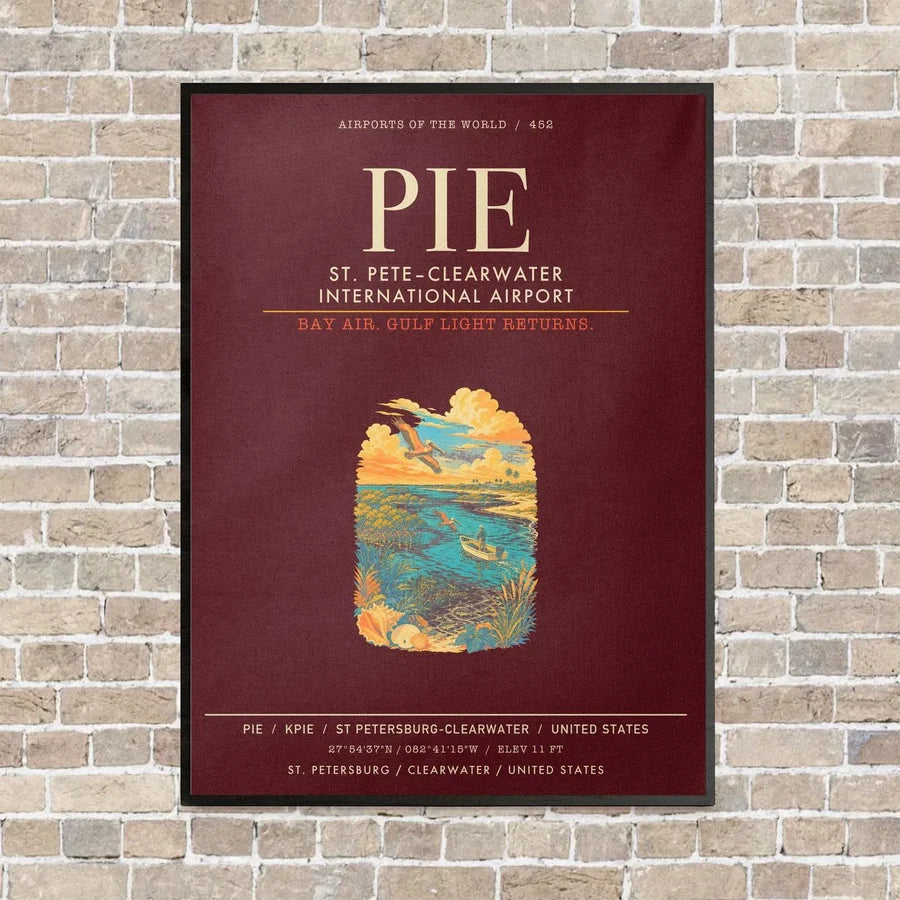 St. PeteClearwater International Airport PIE - Canvas Framed - Dark Red