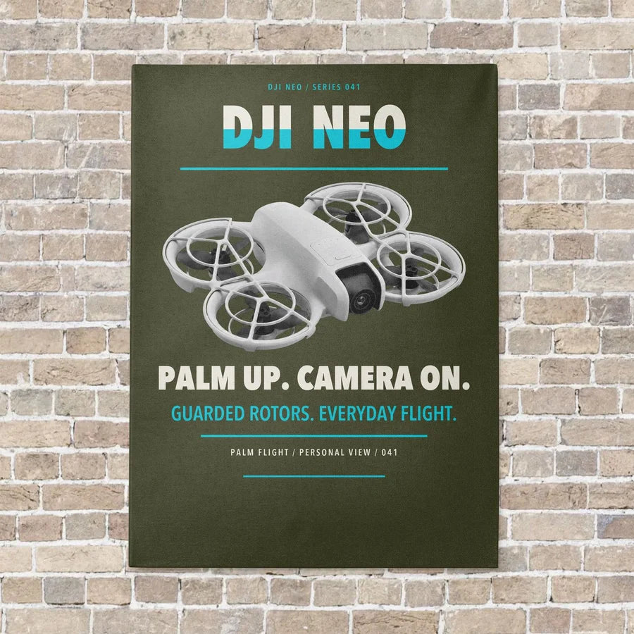 DJI Neo vertical canvas print - no frame - green army background
