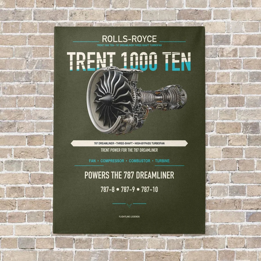 TRENT 1000 TEN vertical canvas print - no frame - green army background