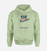 Thumbnail for Dassault Super Étendard design on light green double-side hoodie, single-side print