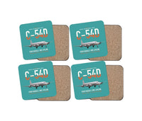 Thumbnail for C-54D Skymaster design on turquoise 4 pieces set coaster