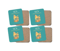 Thumbnail for London Southend Airport (SEN) design on turquoise 4 pieces set coaster