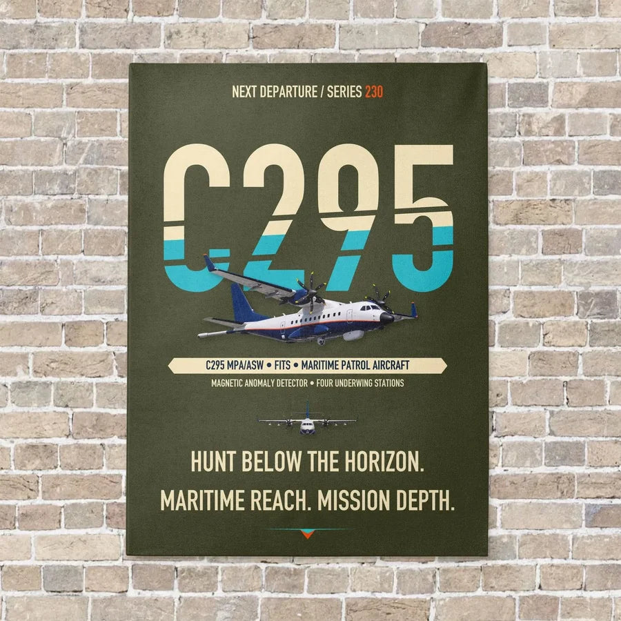 Airbus C295 MPA/ASW vertical canvas print - no frame - green army background