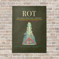 Thumbnail for Rotorua Regional Airport ROT vertical canvas print - no frame - green army background