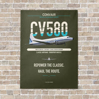 Thumbnail for Convair 580 vertical canvas print - no frame - green army background