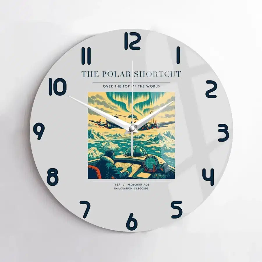 VINTAGE G4086 - The Polar Shortcut - Designed Wall Clocks design on lightgray no-frame