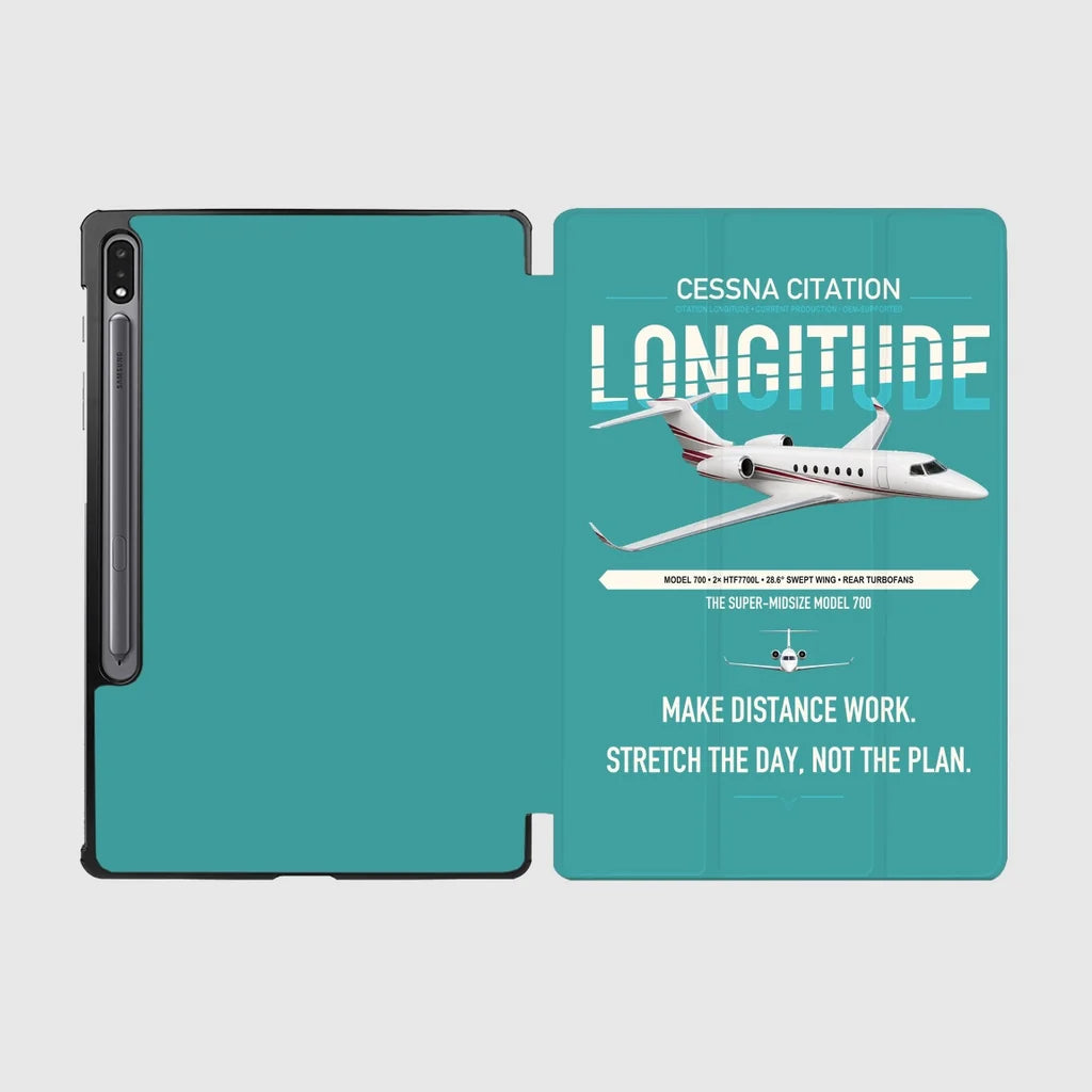 Cessna Citation Longitude design on turquoise samsung tablet tablet case