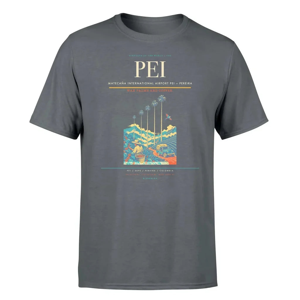 Matecaña International Airport (PEI) T-Shirt single-side front print in Gray | matecaña-international-airport-pei-double-side-t-shirt