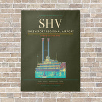 Thumbnail for Shreveport Regional Airport SHV vertical canvas print - no frame - green army background