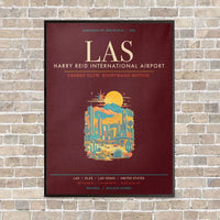 Thumbnail for Harry Reid International Airport Las Vegas LAS - Canvas Framed - Dark Red