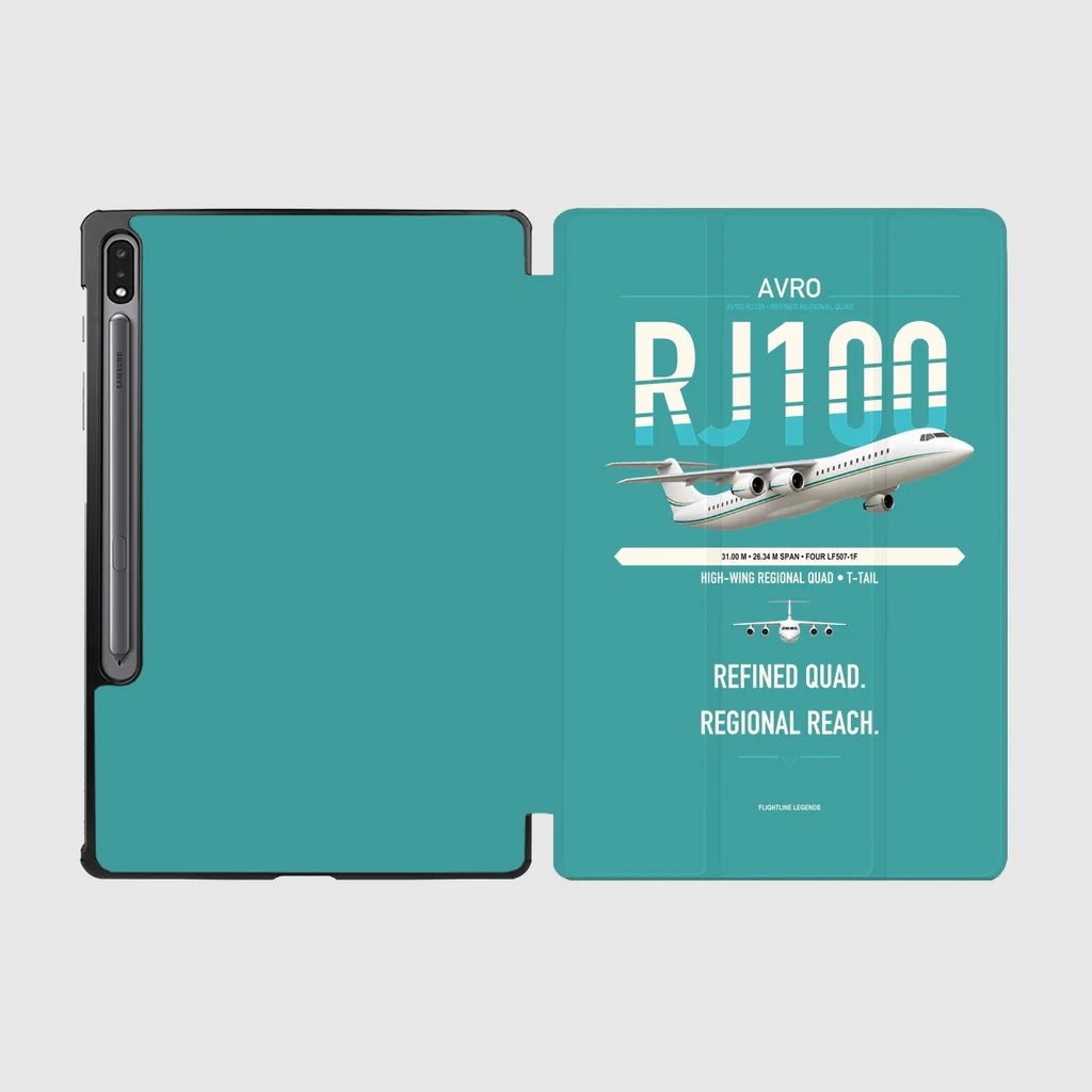 Avro RJ100 design on turquoise samsung tablet tablet case
