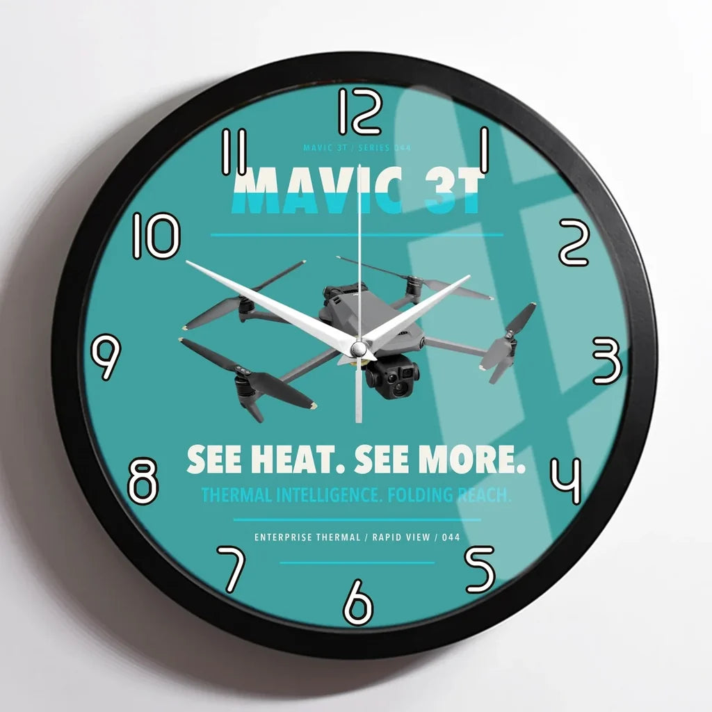 DJI Mavic 3 Thermal design on turquoise framed wall clock