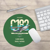 Thumbnail for Cessna 182 Skylane design on green round mouse pad