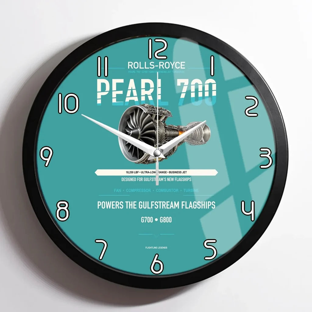 PEARL 700 design on turquoise framed wall clock