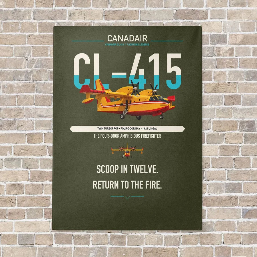 Canadair CL-415 vertical canvas print - no frame - green army background