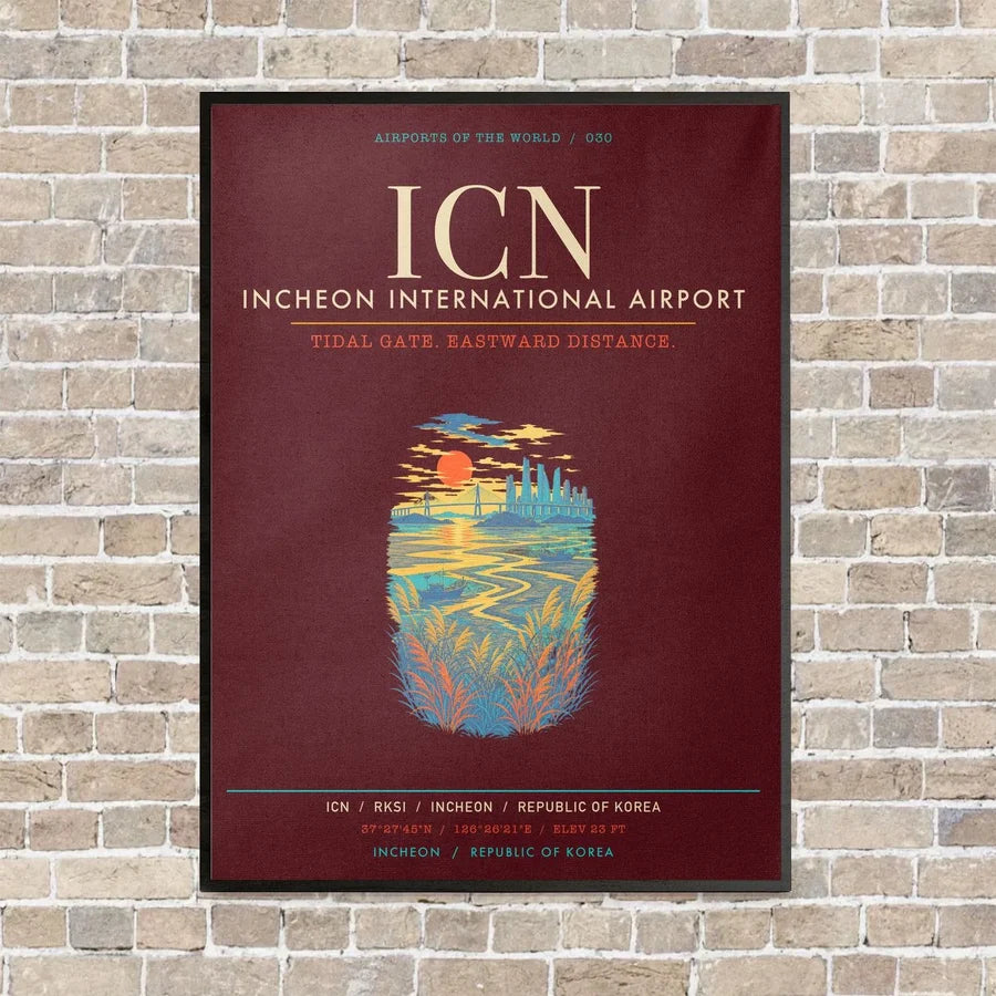 Incheon International Airport ICN - Canvas Framed - Dark Red