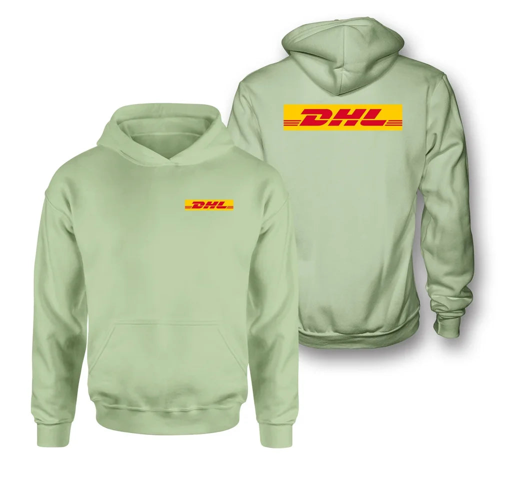DHL Aviation logo on light green double side hoodie