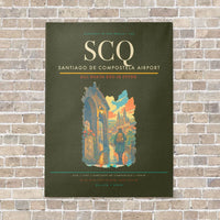Thumbnail for Santiago de Compostela Airport SCQ vertical canvas print - no frame - green army background
