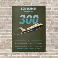 Thumbnail for Bombardier Challenger 300 vertical canvas print - no frame - green army background