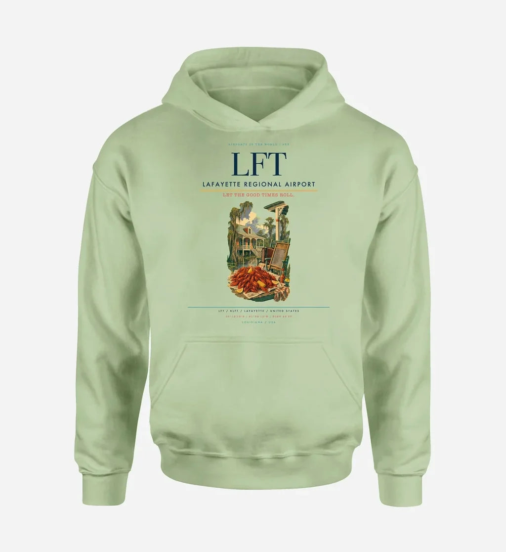 Lafayette Regional Airport (LFT) design on light green hoodie single-side print