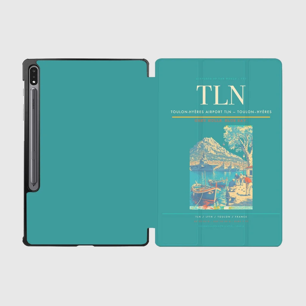 Toulon-Hyères Airport (TLN) design on turquoise samsung tablet tablet case