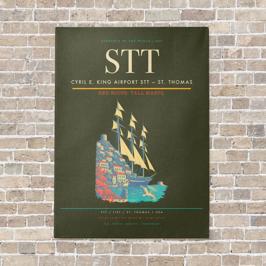 Cyril E. King Airport STT — St. Thomas vertical canvas print - no frame - green army background