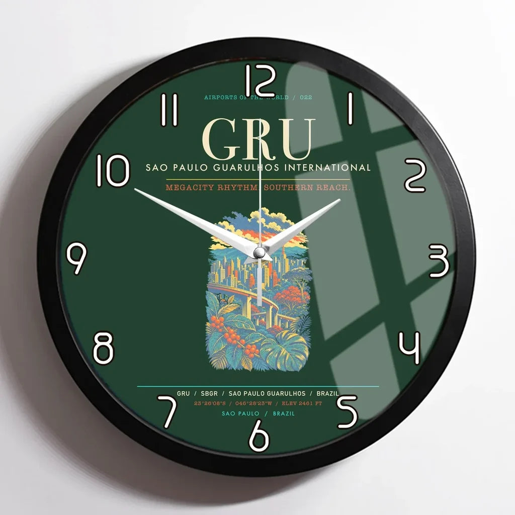 Sao Paulo Guarulhos International Airport GRU Wall-Clock Framed - Dark Green