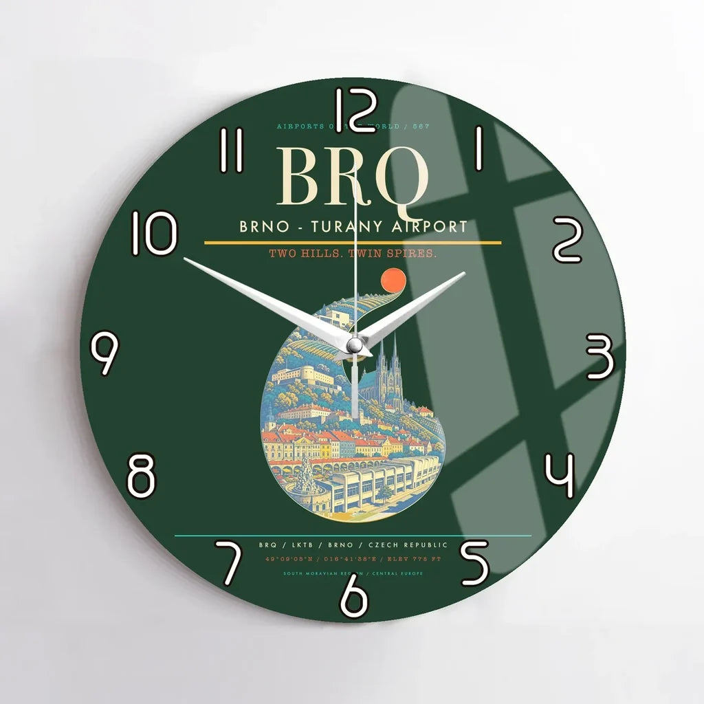 Brno - Turany Airport BRQ Wall-Clock No-Frame - Dark Green