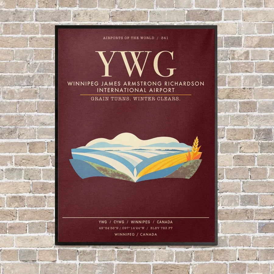 Winnipeg James Armstrong Richardson International Airport YWG - Canvas Framed - Dark Red