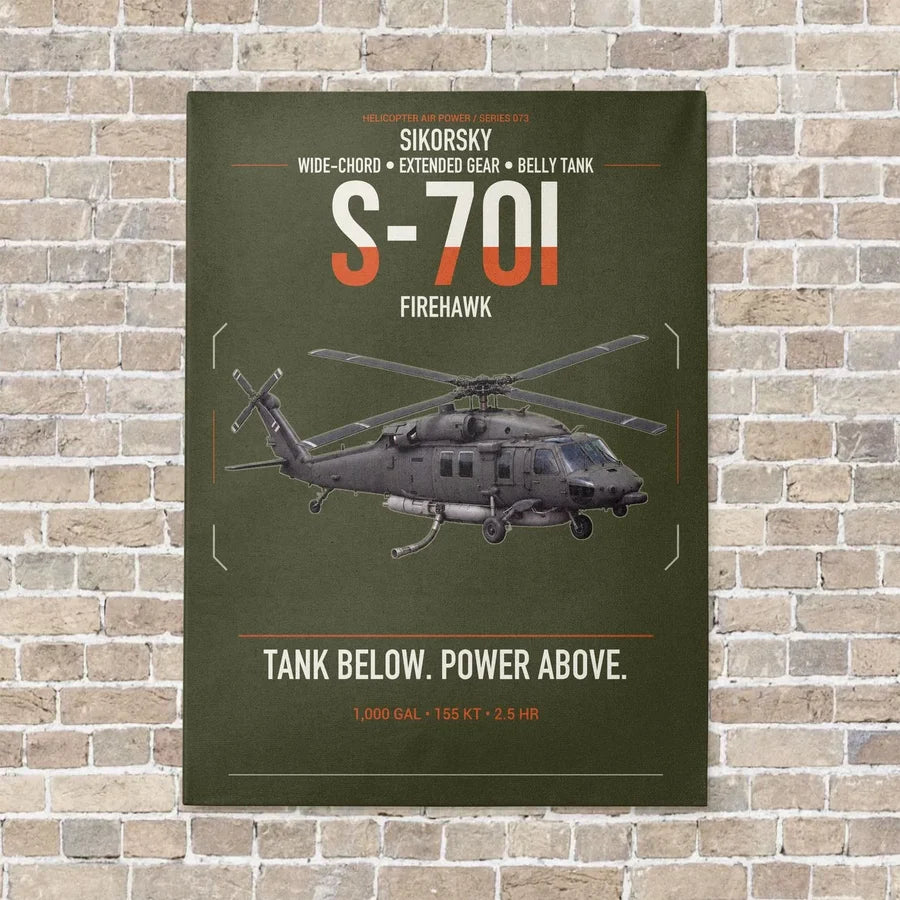 Sikorsky S-70i FIREHAWK vertical canvas print - no frame - green army background