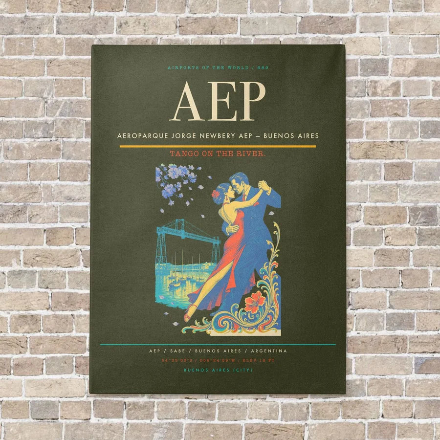 Aeroparque Jorge Newbery AEP — Buenos Aires vertical canvas print - no frame - green army background