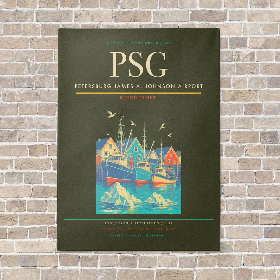 Petersburg James A. Johnson Airport PSG vertical canvas print - no frame - green army background