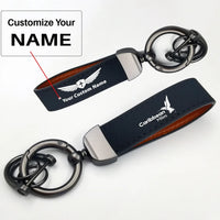 Thumbnail for Carbbean Airlines Horseshoe Buckle key chain, Navy Blue + Name