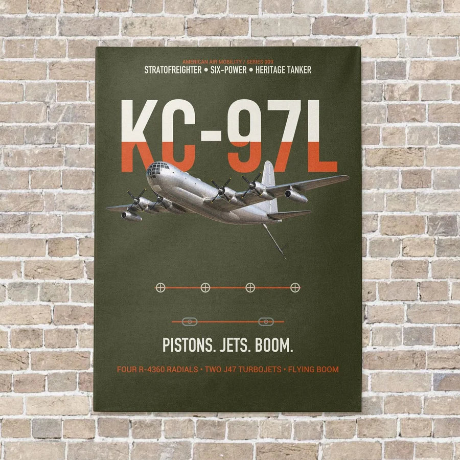 KC-97L STRATOFREIGHTER vertical canvas print - no frame - green army background
