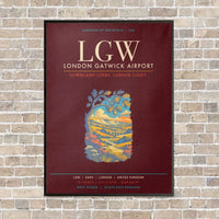 Thumbnail for London Gatwick Airport LGW - Canvas Framed - Dark Red