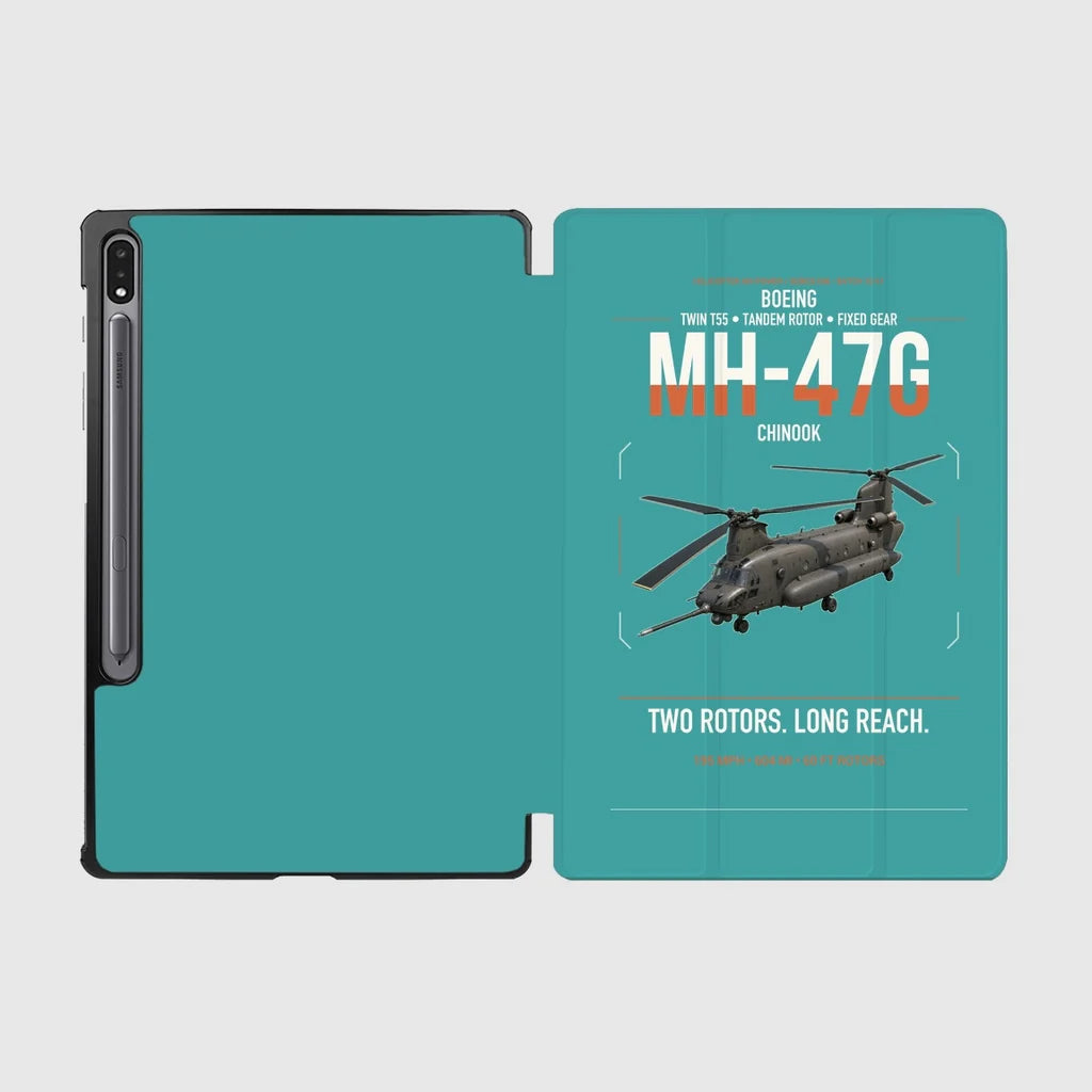 Boeing MH-47G Chinook design on turquoise samsung tablet tablet case