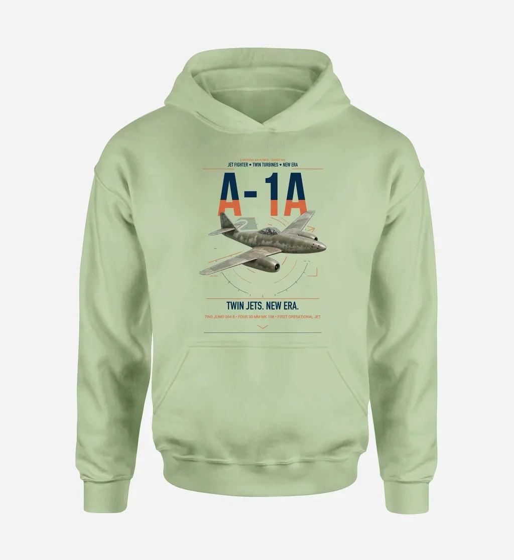 Messerschmitt Me 262A-1a design on light green double-side hoodie, single-side print