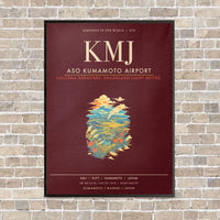 Thumbnail for Aso Kumamoto Airport KMJ - Canvas Framed - Dark Red