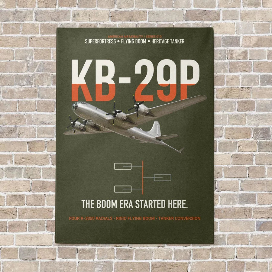 KB-29P SUPERFORTRESS vertical canvas print - no frame - green army background