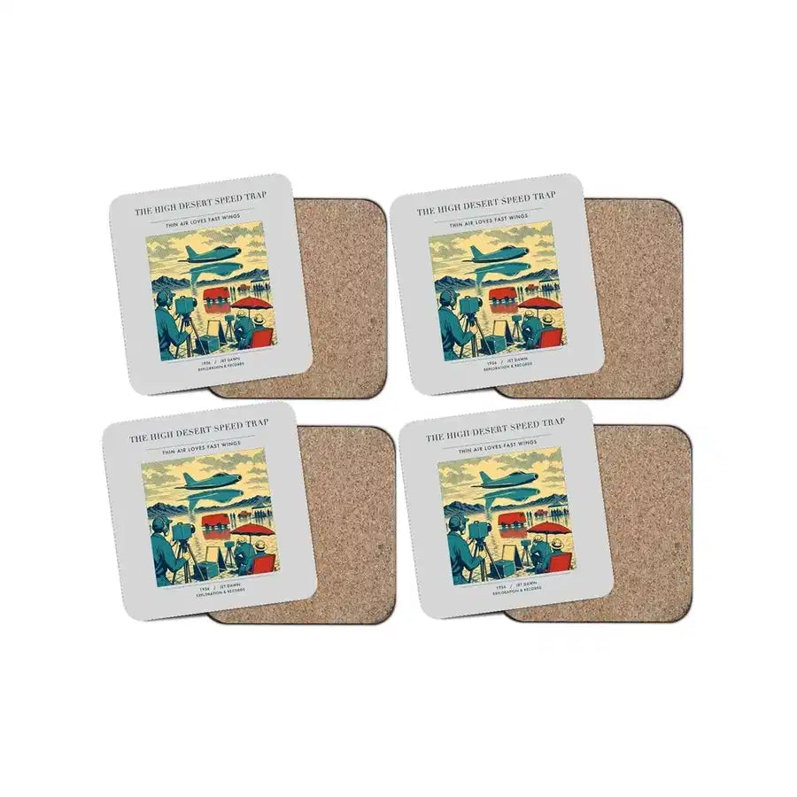 The High Desert Speed Trap - Designed Coasters design on light gray 4-pieces-set