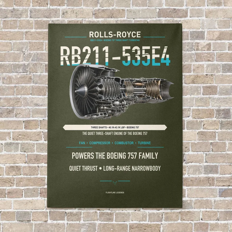 RB211-535E4 vertical canvas print - no frame - green army background