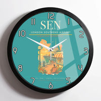 Thumbnail for London Southend Airport (SEN) design on turquoise framed wall clock