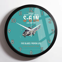 Thumbnail for Sikorsky S-61N design on turquoise framed wall clock