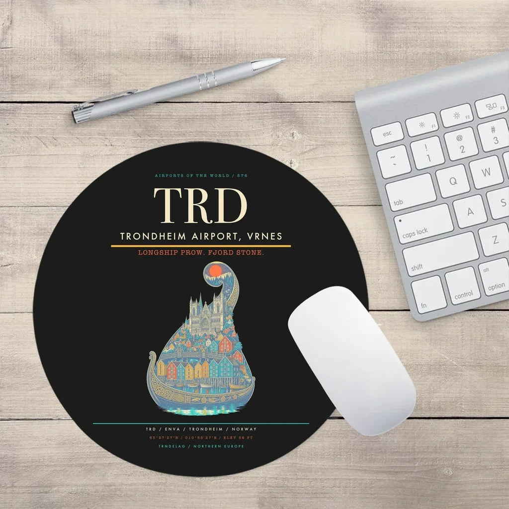 Trondheim Airport Vrnes TRD Mouse-Pad Round - Black