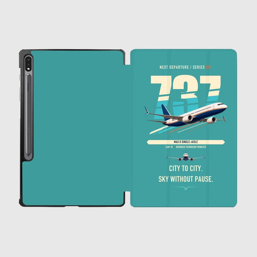 Boeing 737 MAX 8 design on turquoise samsung tablet tablet case