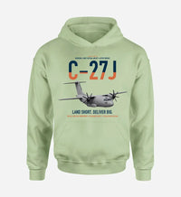 Thumbnail for C-27J Spartan design on light green double-side hoodie, single-side print