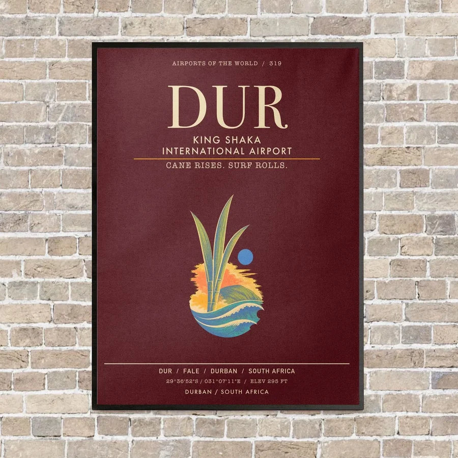 King Shaka International Airport DUR - Canvas Framed - Dark Red